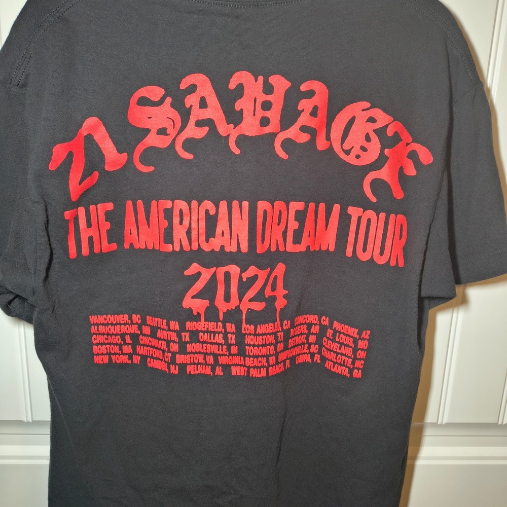 21 Savage American Dream Tour 2024 T-Shirt Slaughter Gang Black Mens Large